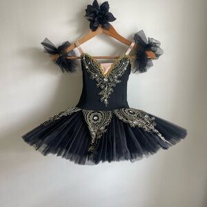 Black & Gold Ballet Tutu Costume for Kids (Black Swan)